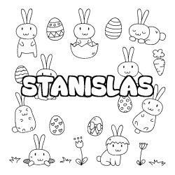 Coloriage pr&eacute;nom STANISLAS - d&eacute;cor Paques