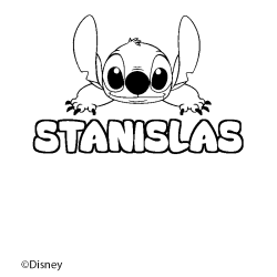 Coloriage pr&eacute;nom STANISLAS - d&eacute;cor Stitch