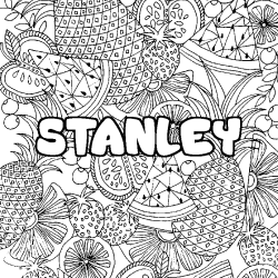 Coloriage prénom STANLEY - décor Mandala fruits