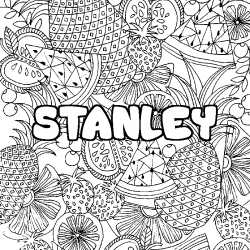 Coloriage pr&eacute;nom STANLEY - d&eacute;cor Mandala fruits