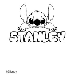 Coloriage pr&eacute;nom STANLEY - d&eacute;cor Stitch