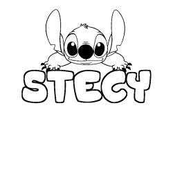 Coloriage prénom STECY - décor Stitch