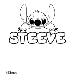 Coloriage pr&eacute;nom STEEVE - d&eacute;cor Stitch