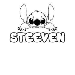 Coloriage prénom STEEVEN - décor Stitch