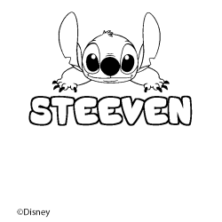 Coloriage pr&eacute;nom STEEVEN - d&eacute;cor Stitch