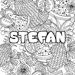 Coloriage pr&eacute;nom STEFAN - d&eacute;cor Mandala fruits