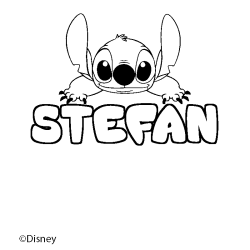 Coloriage pr&eacute;nom STEFAN - d&eacute;cor Stitch