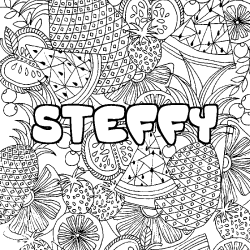 Coloriage prénom STEFFY - décor Mandala fruits