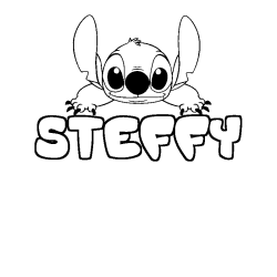 Coloriage prénom STEFFY - décor Stitch