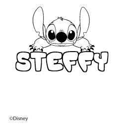 Coloriage pr&eacute;nom STEFFY - d&eacute;cor Stitch