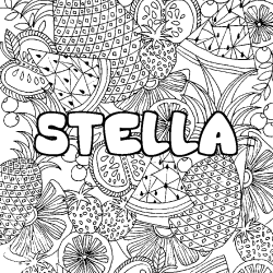 Coloriage prénom STELLA - décor Mandala fruits