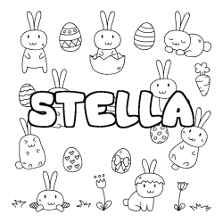 Coloriage STELLA - d&eacute;cor Paques