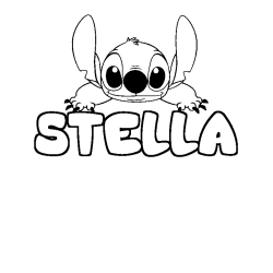 Coloriage prénom STELLA - décor Stitch
