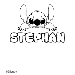 Coloriage pr&eacute;nom STEPHAN - d&eacute;cor Stitch