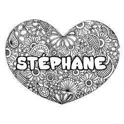 Coloriage ST&Eacute;PHANE - d&eacute;cor Mandala coeur