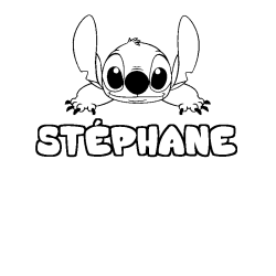 Coloriage prénom STÉPHANE - décor Stitch