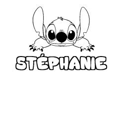 Coloriage prénom STÉPHANIE - décor Stitch
