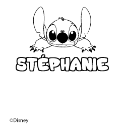 Coloriage pr&eacute;nom ST&Eacute;PHANIE - d&eacute;cor Stitch