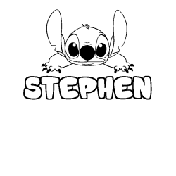 Coloriage prénom STEPHEN - décor Stitch