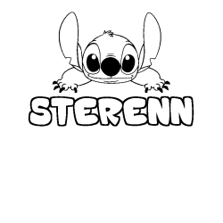 Coloriage prénom STERENN - décor Stitch