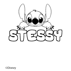 Coloriage pr&eacute;nom STESSY - d&eacute;cor Stitch