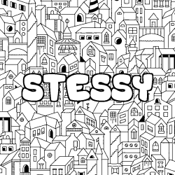 Coloriage pr&eacute;nom STESSY - d&eacute;cor Ville