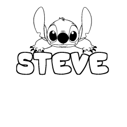 Coloriage prénom STEVE - décor Stitch