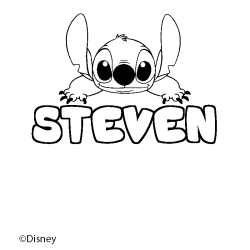 Coloriage pr&eacute;nom STEVEN - d&eacute;cor Stitch