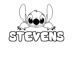Coloriage prénom STEVENS - décor Stitch