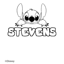 Coloriage pr&eacute;nom STEVENS - d&eacute;cor Stitch