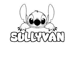 Coloriage prénom SULLYVAN - décor Stitch