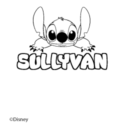 Coloriage pr&eacute;nom SULLYVAN - d&eacute;cor Stitch