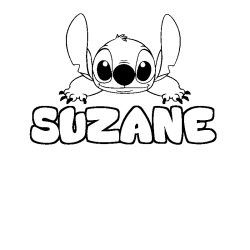 Coloriage prénom SUZANE - décor Stitch
