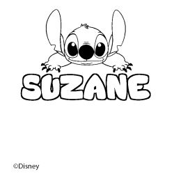 Coloriage pr&eacute;nom SUZANE - d&eacute;cor Stitch
