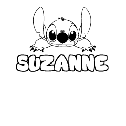 Coloriage prénom SUZANNE - décor Stitch