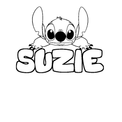Coloriage prénom SUZIE - décor Stitch