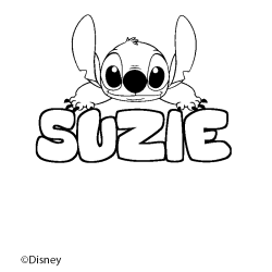 Coloriage pr&eacute;nom SUZIE - d&eacute;cor Stitch