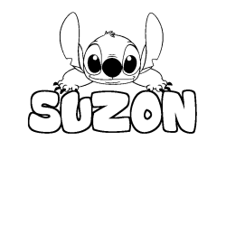 Coloriage prénom SUZON - décor Stitch