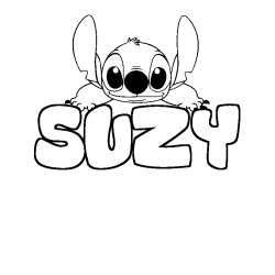 Coloriage prénom SUZY - décor Stitch