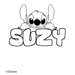 Coloriage pr&eacute;nom SUZY - d&eacute;cor Stitch