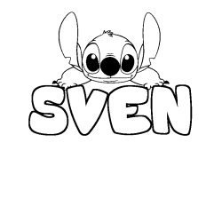 Coloriage prénom SVEN - décor Stitch