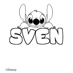 Coloriage pr&eacute;nom SVEN - d&eacute;cor Stitch