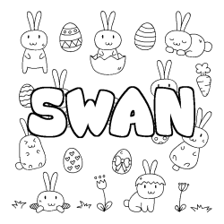 Coloriage pr&eacute;nom SWAN - d&eacute;cor Paques