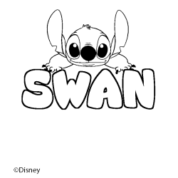 Coloriage pr&eacute;nom SWAN - d&eacute;cor Stitch