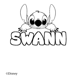 Coloriage pr&eacute;nom SWANN - d&eacute;cor Stitch