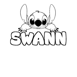 Coloriage prénom SWANN - décor Stitch