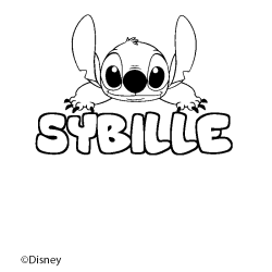 Coloriage pr&eacute;nom SYBILLE - d&eacute;cor Stitch