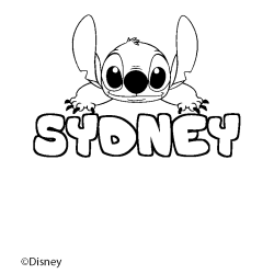 Coloriage pr&eacute;nom SYDNEY - d&eacute;cor Stitch