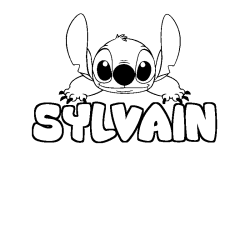 Coloriage prénom SYLVAIN - décor Stitch