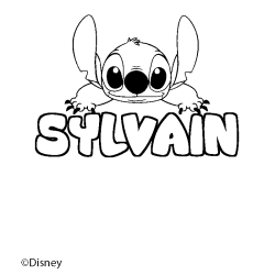 Coloriage pr&eacute;nom SYLVAIN - d&eacute;cor Stitch